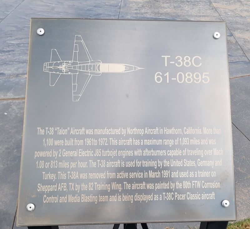 T-38C "Talon" Aircraft Marker. Click for full size. T-38C "Talon" Aircraft Marker image. Click for full size.
