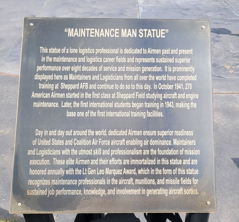 “Maintenance Man Statue" Marker. Click for full size. “Maintenance Man Statue" Marker image. Click for full size.