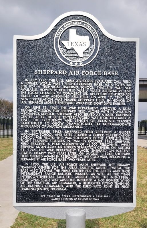 Sheppard Air Force Base Marker. Click for full size. Sheppard Air Force Base Marker image. Click for full size.