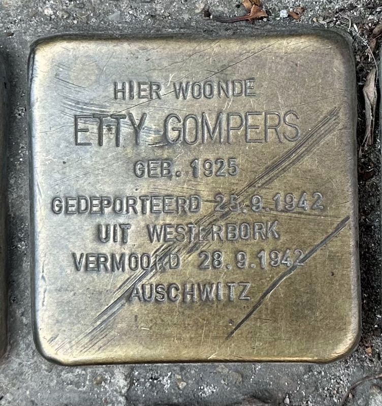 Etty Gompers stolperstein. Click for full size. Etty Gompers stolperstein image. Click for full size.