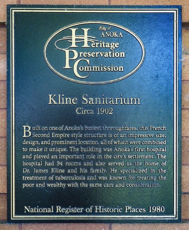Kline Sanatarium Marker image. Click for full size.