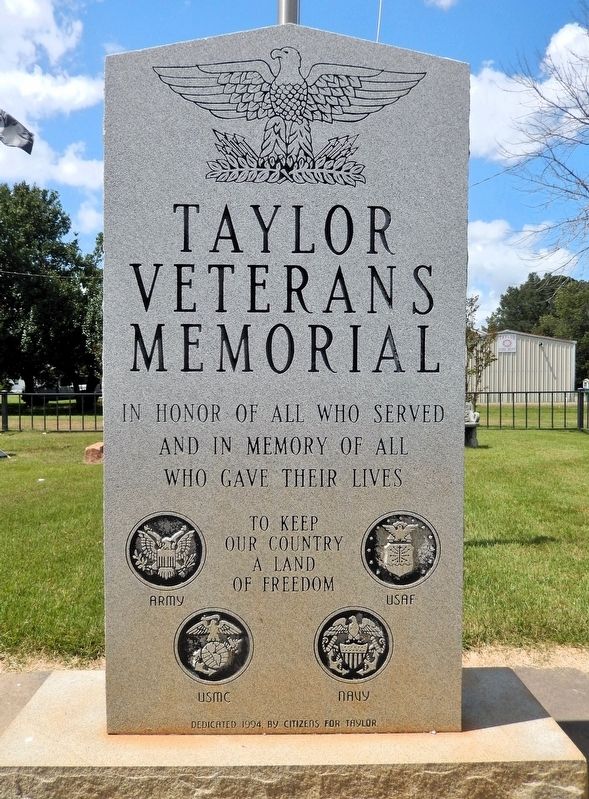 Taylor Veterans Memorial. Click for full size. Taylor Veterans Memorial image. Click for full size.