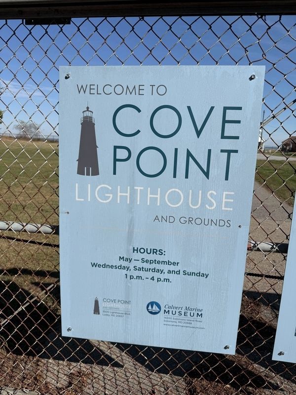 Welcome to Cove Point Lighthouse and Grounds Marker [Left plaque] image. Click for full size.