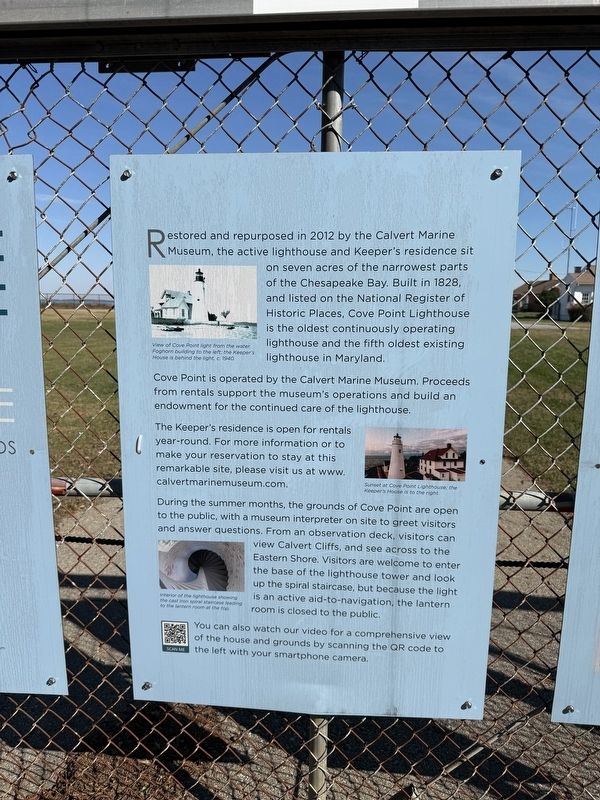 Welcome to Cove Point Lighthouse and Grounds Marker [Center plaque] image. Click for full size.