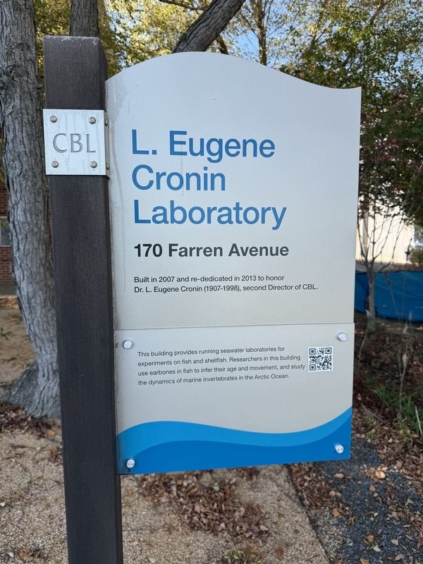 L. Eugene Cronin Laboratory Marker. Click for full size. L. Eugene Cronin Laboratory Marker image. Click for full size.