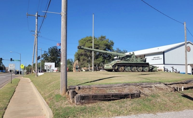 The view of the M110A2 Self-Propelled Howitzer and Marker along the highway. Click for full size. The view of the M110A2 Self-Propelled Howitzer and Marker along the highway image. Click for full size.