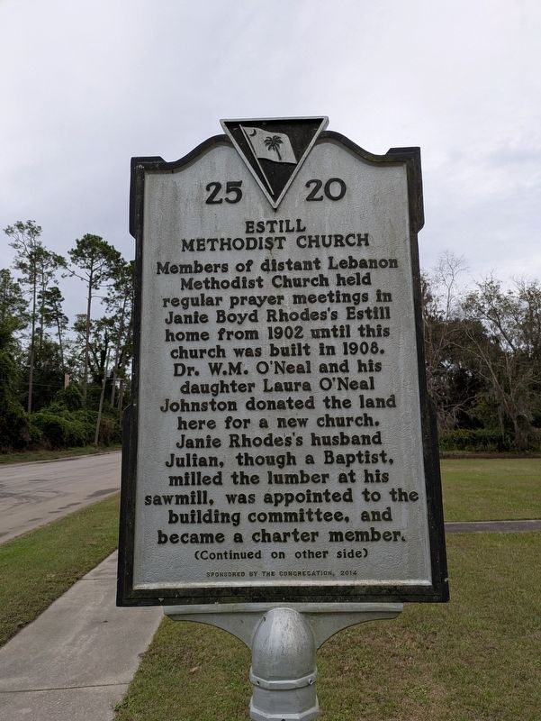 Estill Methodist Church Marker, Side One image. Click for full size.