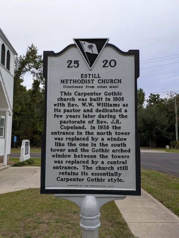 Estill Methodist Church Marker, Side Two image. Click for full size.