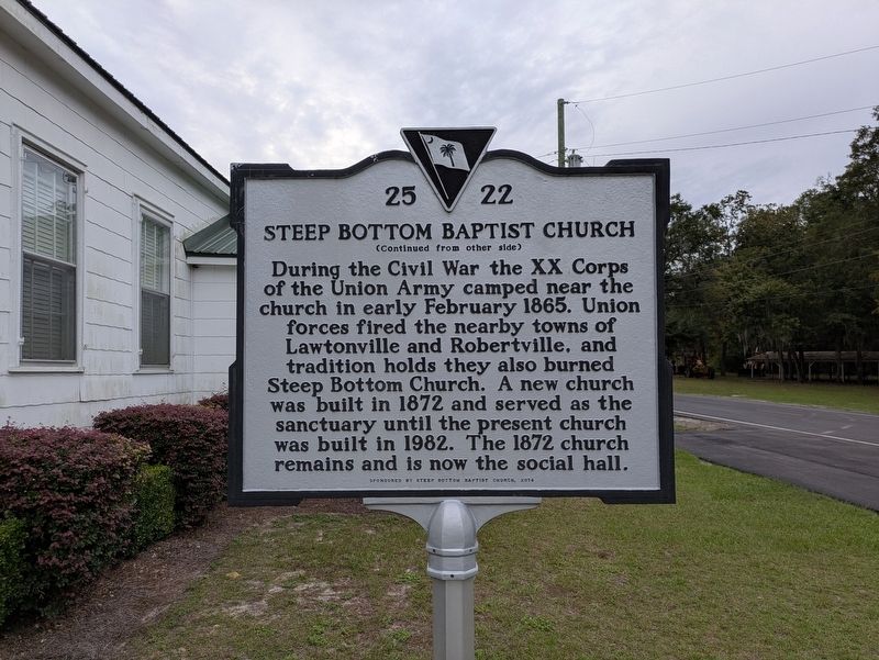 Steep Bottom Baptist Church Marker, Side Two image. Click for full size.