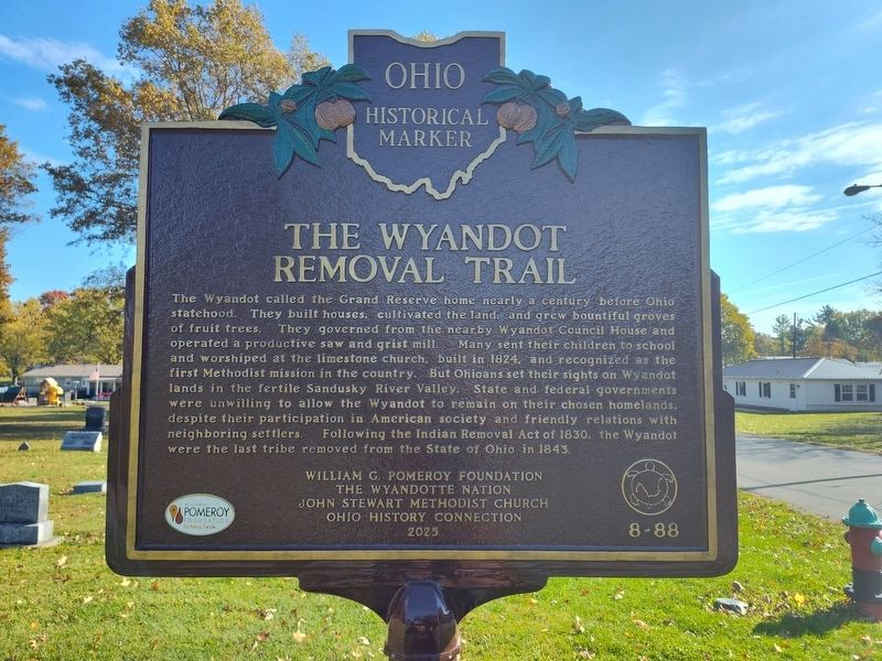 The Wyandot Removal Trail side of marker. Click for full size. The Wyandot Removal Trail side of marker image. Click for full size.