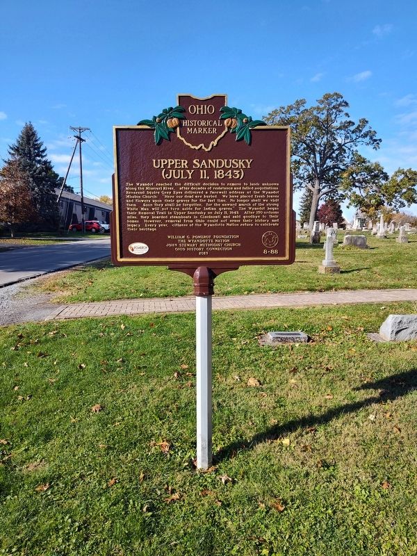The Wyandot Removal Trail / Upper Sandusky (July 11, 1843) Marker. Click for full size. The Wyandot Removal Trail / Upper Sandusky (July 11, 1843) Marker image. Click for full size.