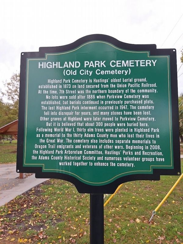 Highland Park Cemetery Marker image. Click for full size.
