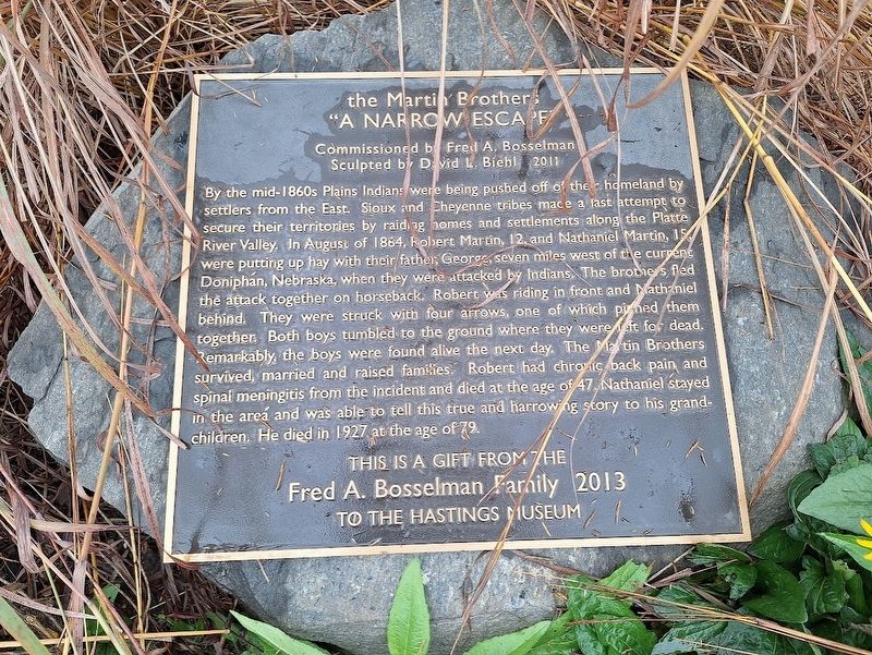 The Martin Brothers "A Narrow Escape" Marker. Click for full size. The Martin Brothers "A Narrow Escape" Marker image. Click for full size.