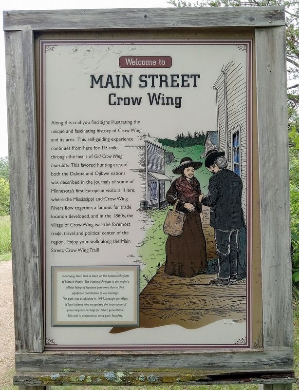 Welcome to Main Street, Crow Wing Marker image. Click for full size.