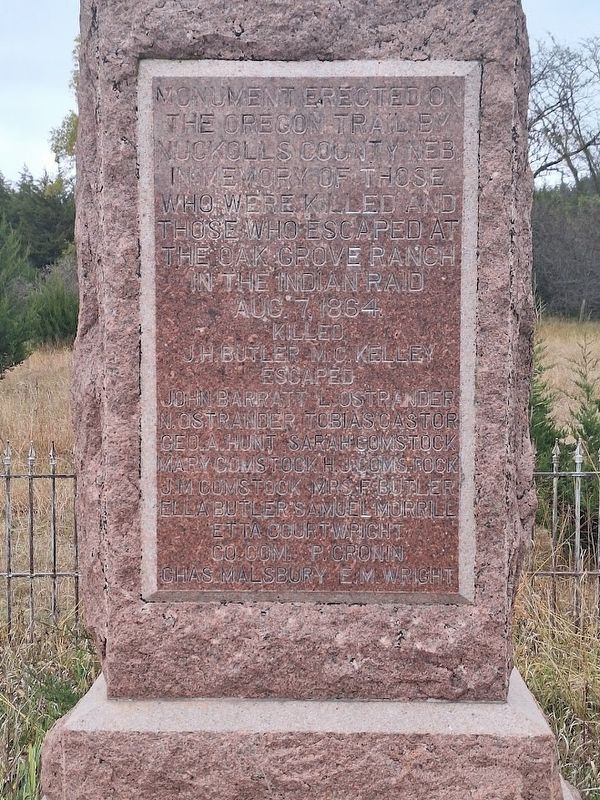 Indian Raid at Oak Grove Ranch Marker. Click for full size. Indian Raid at Oak Grove Ranch Marker image. Click for full size.