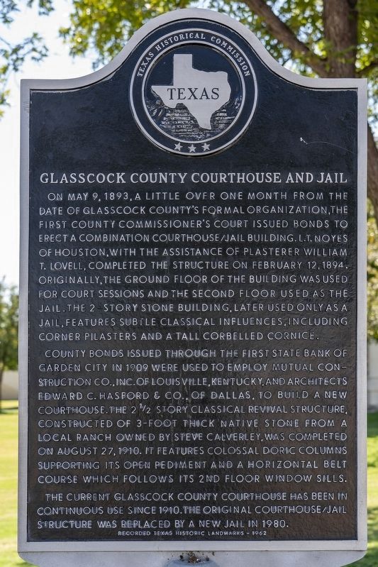 Glasscock County Courthouse and Jail Marker image. Click for full size.