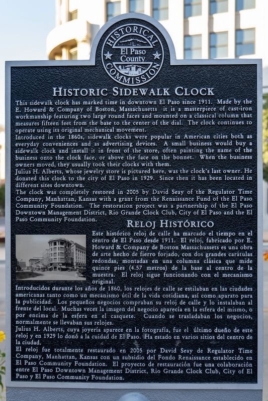 Historic Sidewalk Clock Marker. Click for full size. Historic Sidewalk Clock Marker image. Click for full size.