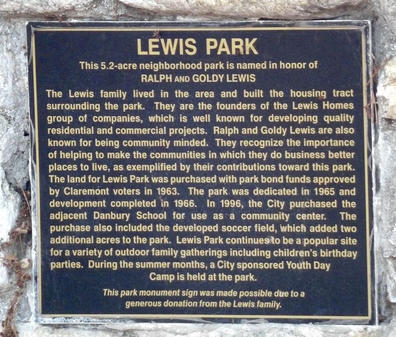 Lewis Park Marker image. Click for full size.
