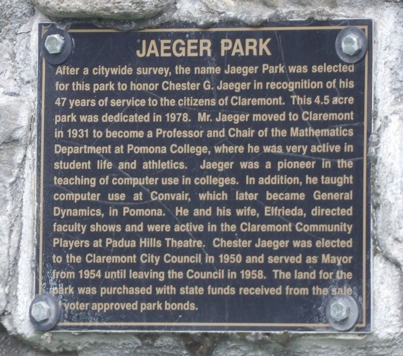 Jaeger Park Marker image. Click for full size.
