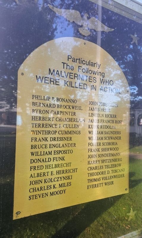 Malvernites Who Were Killed in Action Marker. Click for full size. Malvernites Who Were Killed in Action Marker image. Click for full size.
