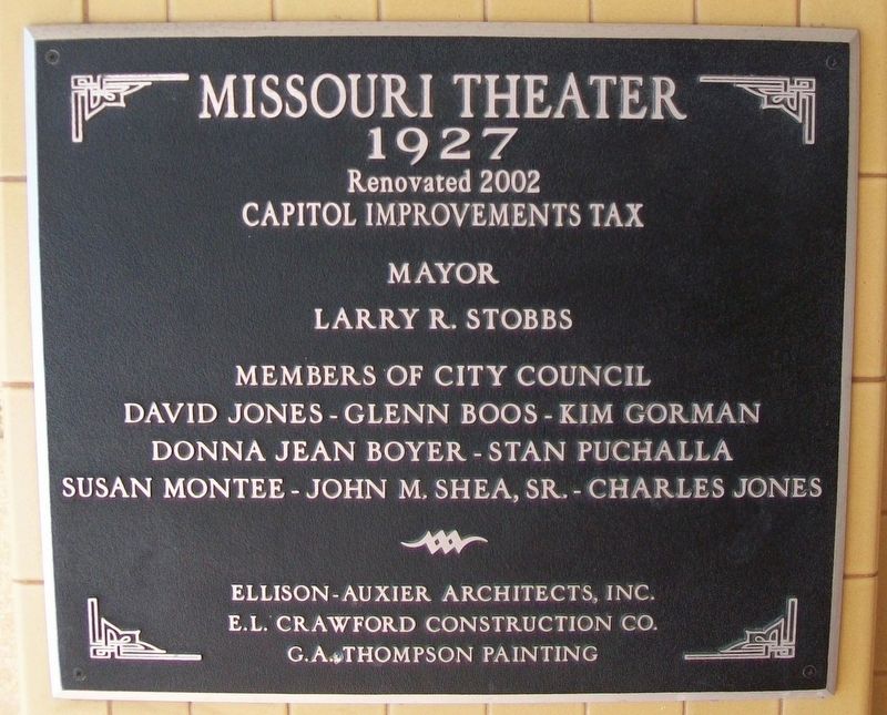 Missouri Theater Renovation Marker image. Click for full size.