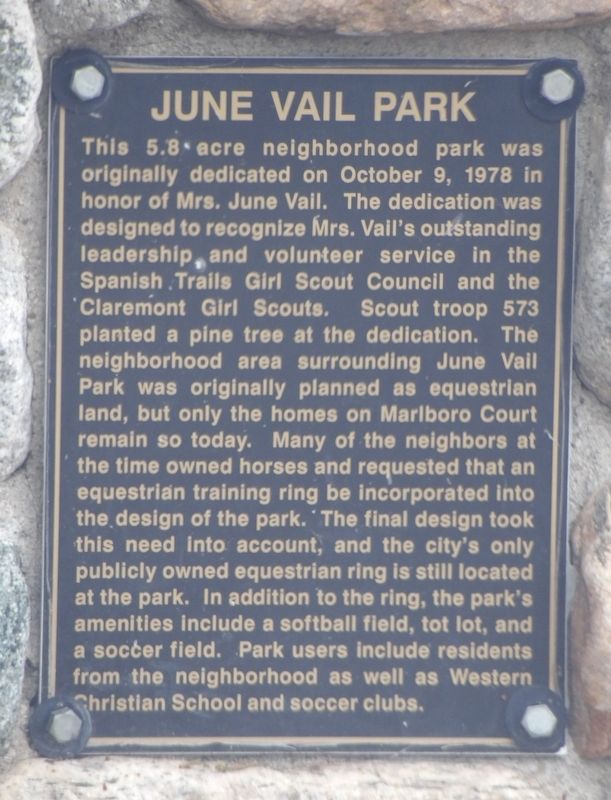 June Vail Park Marker image. Click for full size.