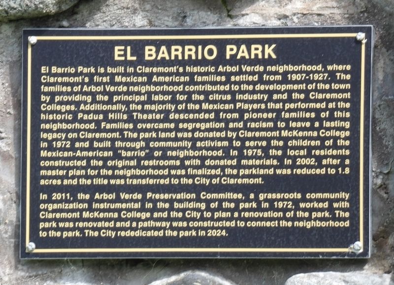 El Barrio Park Marker image. Click for full size.
