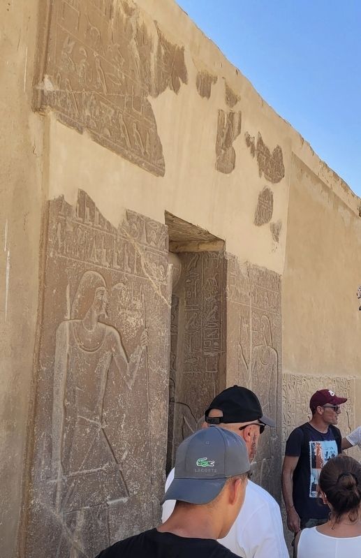 Artwork on the entrance to the Tomb of Kagemni. Click for full size. Artwork on the entrance to the Tomb of Kagemni image. Click for full size.