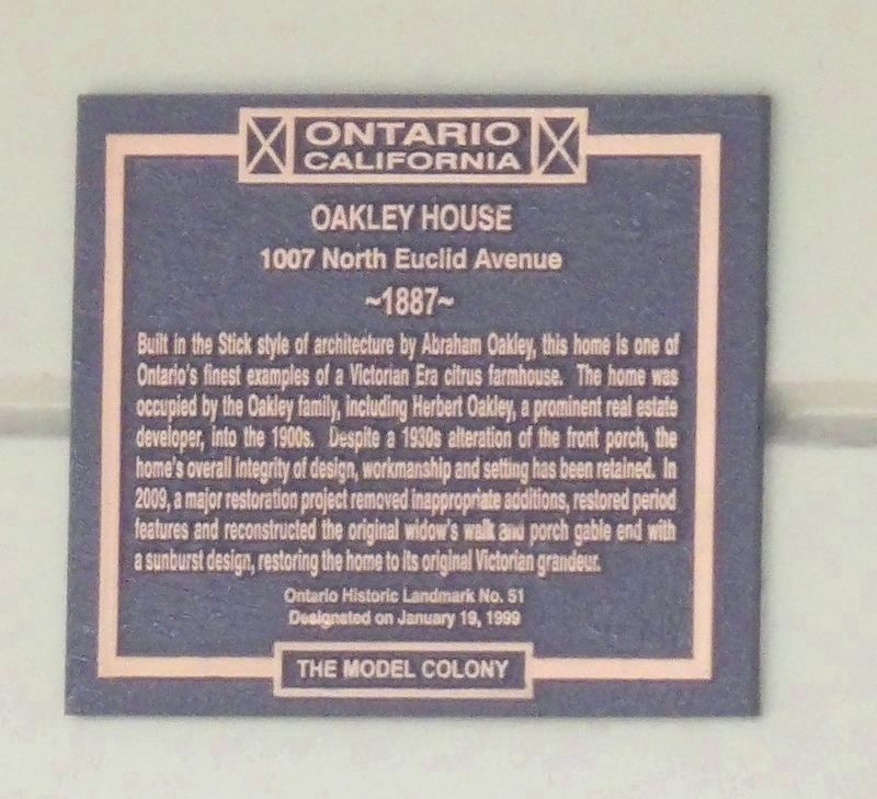Oakley House Marker image. Click for full size.