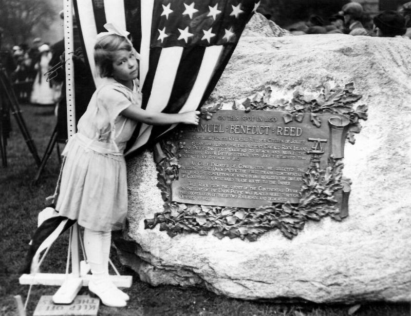 Monument dedicated to Samuel B. Reed, chief engineer of construction of the Union Pacific Railroad. Click for full size. Monument dedicated to Samuel B. Reed, chief engineer of construction of the Union Pacific Railroad image. Click for full size.