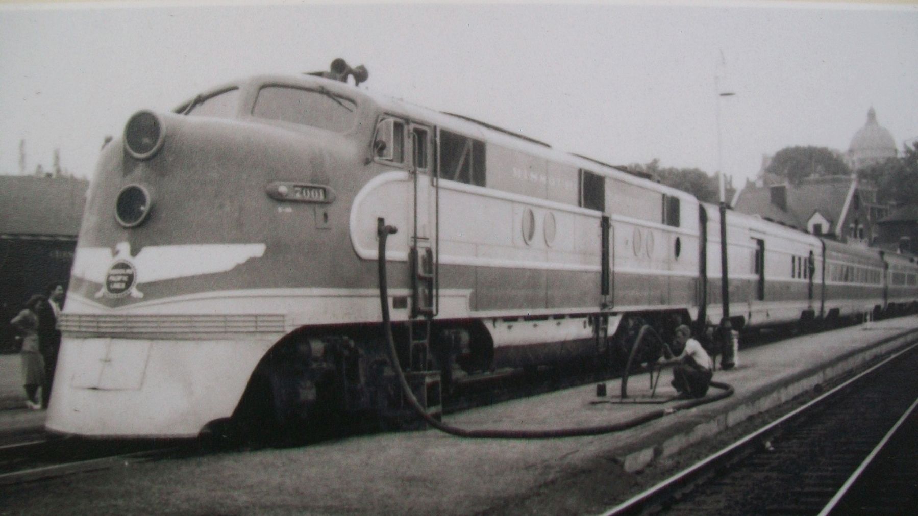 MoPac E3 #7001 on Missouri Pacific History Marker image. Click for full size.