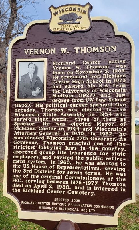 Vernon W. Thomson Marker image. Click for full size.