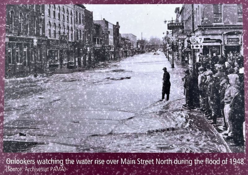 The Etobicoke Creek marker photo and caption detail (right) image. Click for full size.