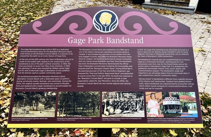 Gage Park Bandstand Marker image. Click for full size.