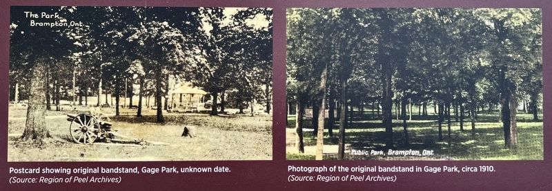 Gage Park Bandstand marker photos and captions detail (left) image. Click for full size.