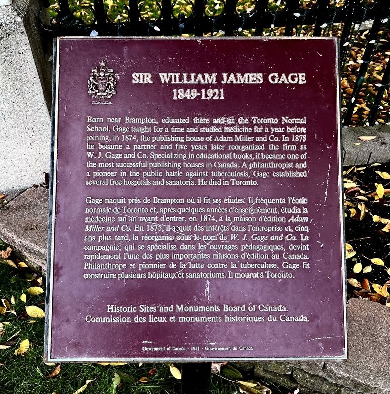Sir William James Gage Marker. Click for full size. Sir William James Gage Marker image. Click for full size.