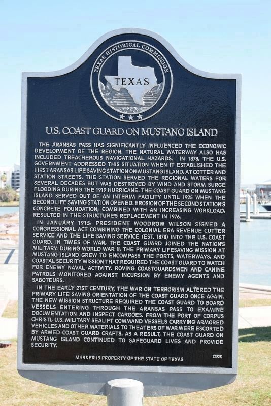 U.S. Coast Guard on Mustang Island Marker image. Click for full size.