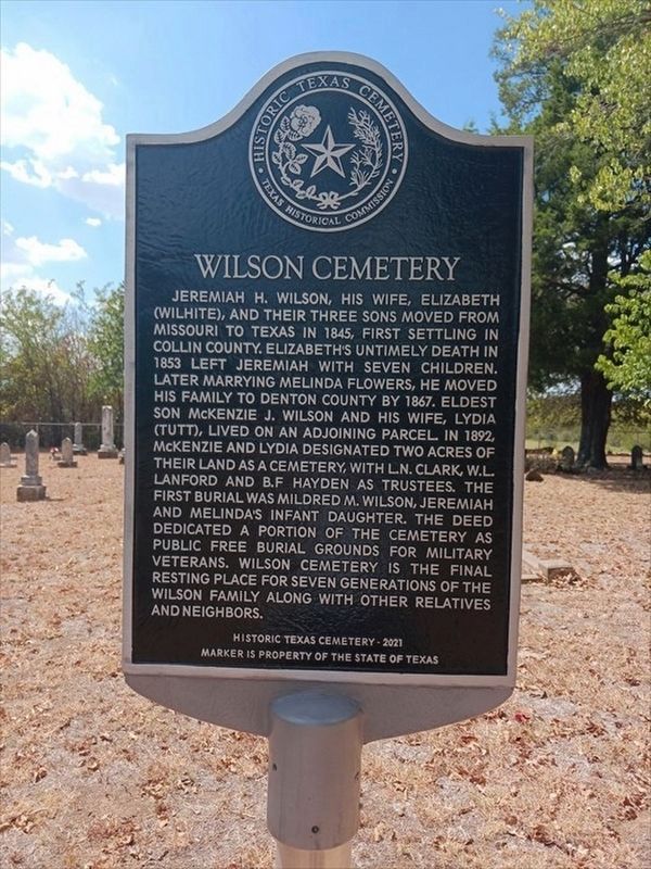 Wilson Cemetery Marker. Click for full size. Wilson Cemetery Marker image. Click for full size.