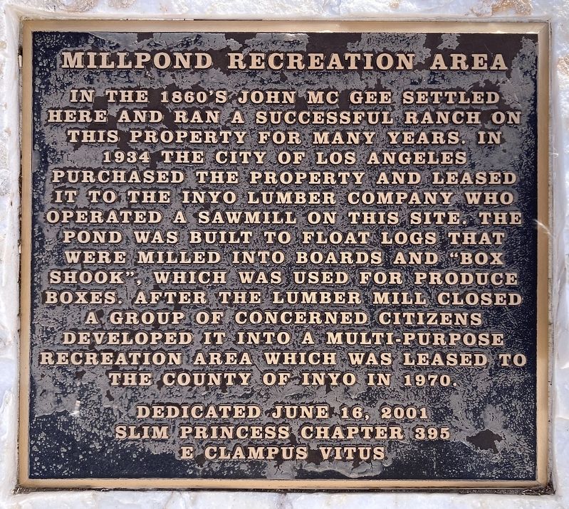 Millpond Recreation Area Marker image. Click for full size.