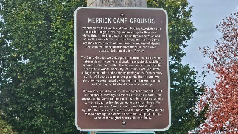 Merrick Camp Grounds Marker. Click for full size. Merrick Camp Grounds Marker image. Click for full size.