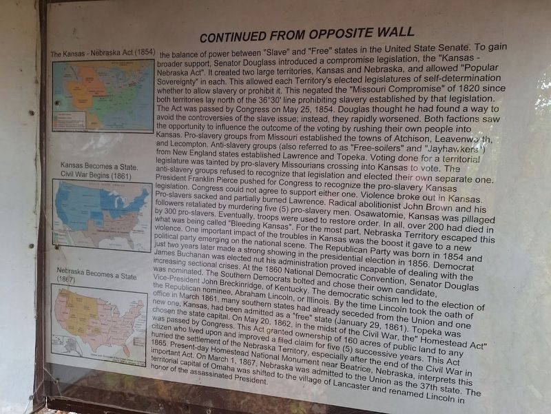 Kansas & Nebraska: From Wilderness to Statehood Marker. Click for full size. Kansas & Nebraska: From Wilderness to Statehood Marker image. Click for full size.