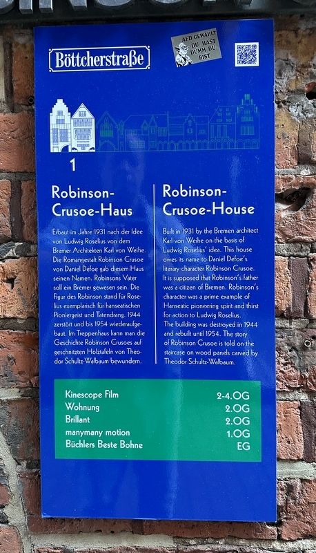 Robinson-Crusoe-Haus / Robinson-Crusoe-House Marker image. Click for full size.