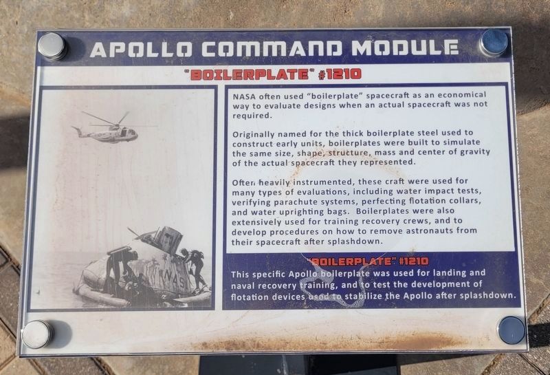 Apollo Command Module Marker - Refreshed Marker. Click for full size. Apollo Command Module Marker - Refreshed Marker image. Click for full size.