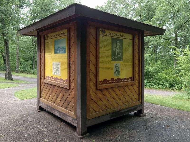 Old Crow Wing Marker (right) on the kiosk at Crow Wing State Park's south picnic shelter image. Click for full size.