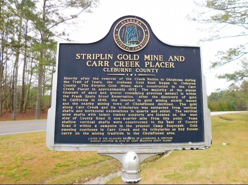Striplin Gold Mine and Carr Creek Placer Marker image. Click for full size.