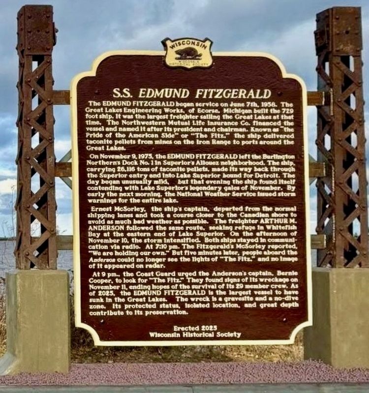 S.S. Edmund Fitzgerald Marker image. Click for full size.