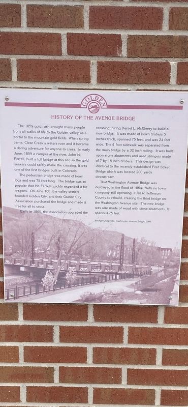 History of the Avenue Bridge Marker image. Click for full size.