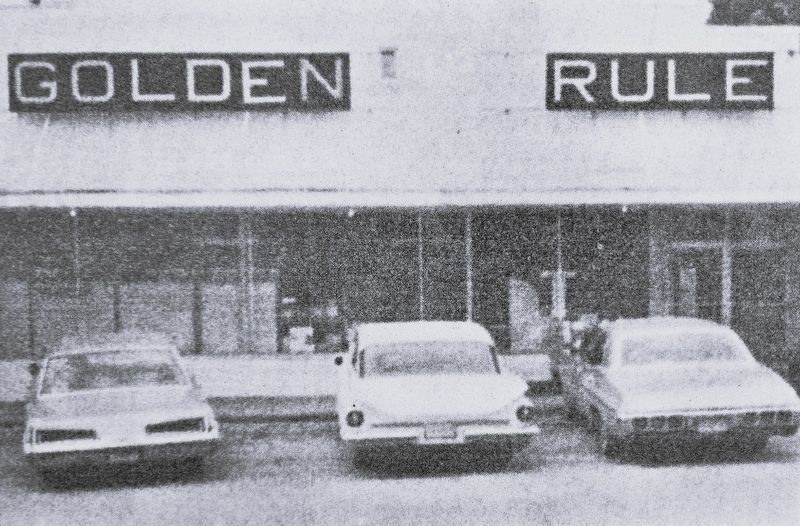 Marker detail: The Golden Rule Supermarket was built in 1950. Click for full size. Marker detail: The Golden Rule Supermarket was built in 1950 image. Click for full size.
