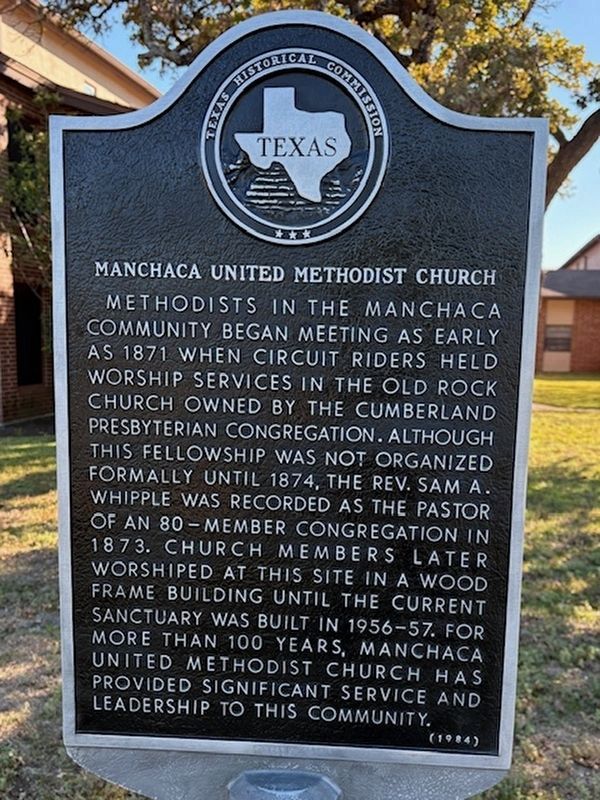Manchaca United Methodist Church Marker. Click for full size. Manchaca United Methodist Church Marker image. Click for full size.