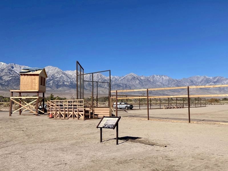 Manzanar Baseball Field and Marker. Click for full size. Manzanar Baseball Field and Marker image. Click for full size.